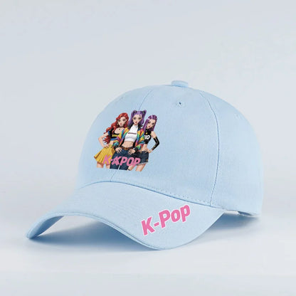 K-Pop Anime Girl Print Black Baseball Cap