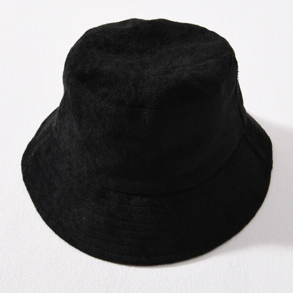 Simple Terry Cloth Towel Bucket Hat Spring Autumn