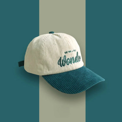 Corduroy Hat Wonder Embroidery Patchwork Colours Baseball Cap Korean for Women Fashion Visor Cap for Men