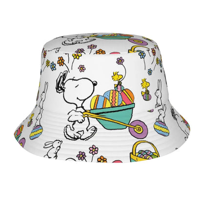 Trendy Snoopys Dog Bucket Hats Women Men Outdoor Sports Cartoon Heart Fishing