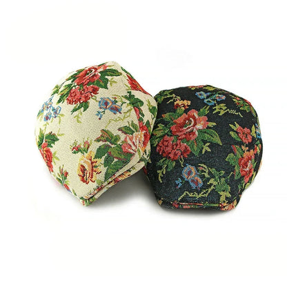 Four Seasons Polyester Print Newsboy Caps Girl Flat Cap
