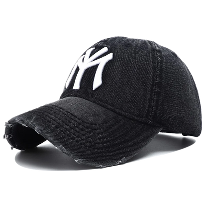 High Quality MY Embroidered Washed Denim Baseball Cap