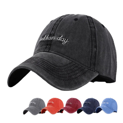 Fashion Bad Hair Day Letter Embroidery Wash Cotton Baseball Cap