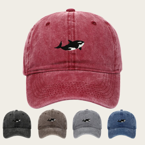 1pc Retro Washed Shark Embroidered Baseball Cap for Women Men