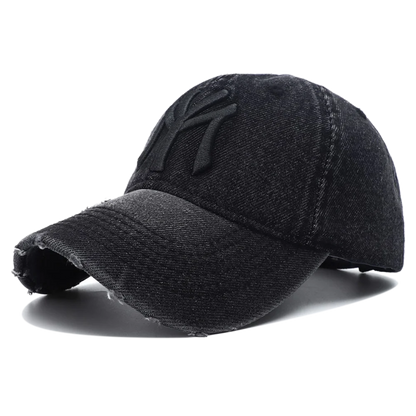 High Quality MY Embroidered Washed Denim Baseball Cap