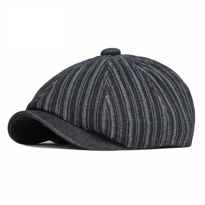 Striped Washed Denim Hats For Men Boinas Newsboy Caps