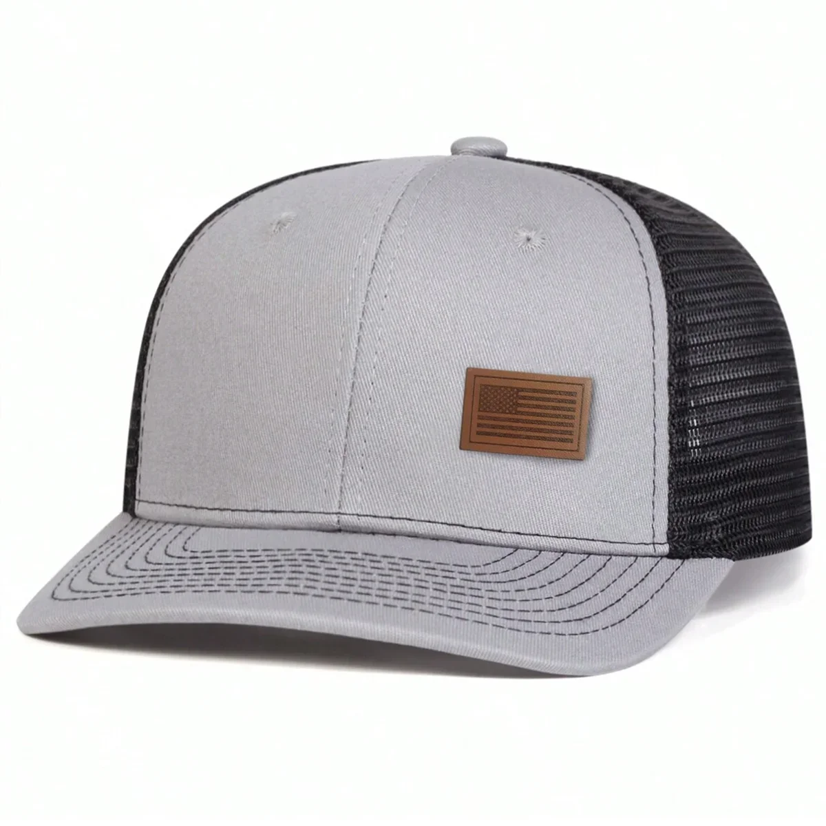 Unisex American Flag Leather Label Baseball Net Caps Spring Summer