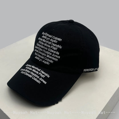 Korean Letter Embroidery Baseball Cap Unisex Retro Peaked Caps Fashionable Outdoor Simple Ins Design