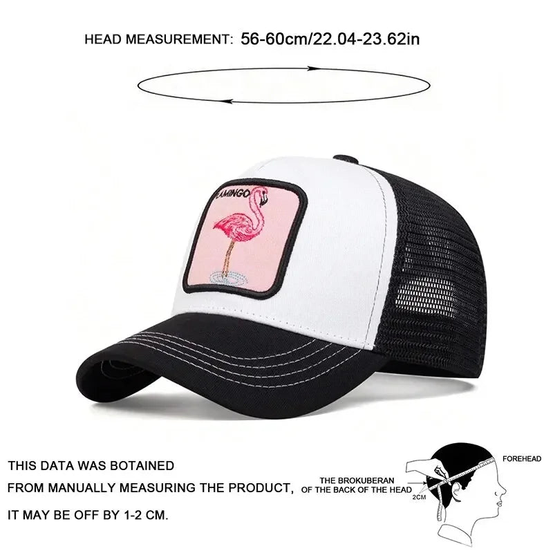 Unisex Flamingo Patch Embroidery Baseball Net Caps Spring and Summe