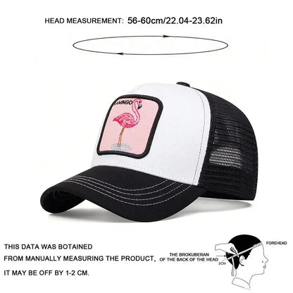 Unisex Flamingo Patch Embroidery Baseball Net Caps Spring and Summe
