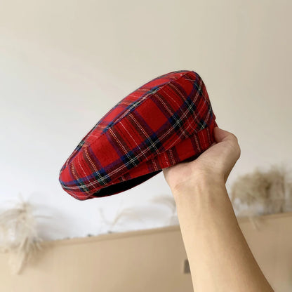 Spring Autumn Plaid Cotton Octagonal Hat Fashion Women