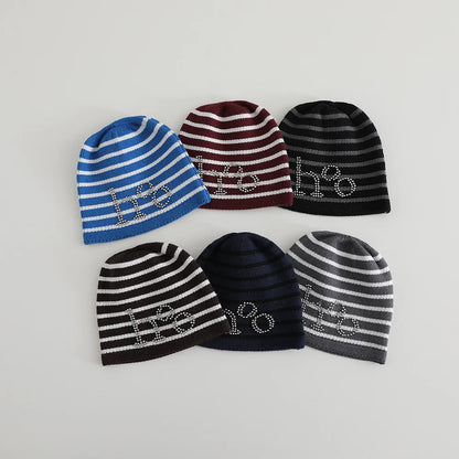 Fashion Striped Baby Beanies Hat Autumn Winter
