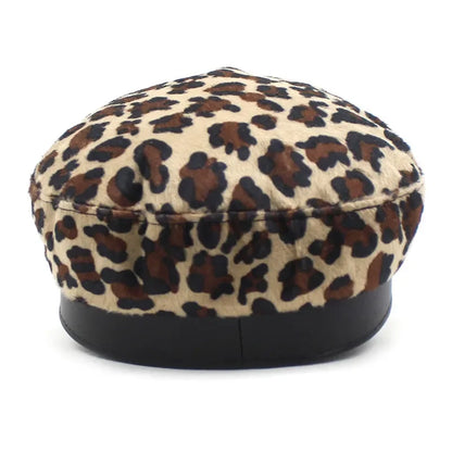 Four Seasons Cotton Leopard Print Military Hat Octagonal Cap