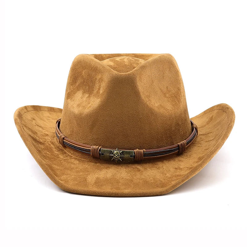 Suede Western Cowboy Hat For Men Women Vintage