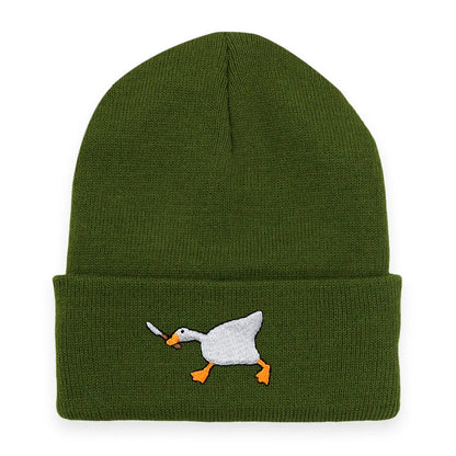 Big Goose Embroidered Knitted Hat For Winter And Winter Warmth