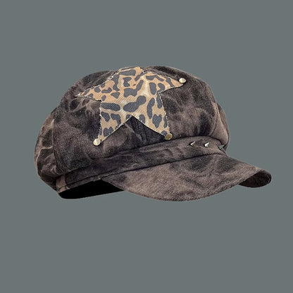 Y2K Personalized Star Sticker Rivet Design Berets Caps
