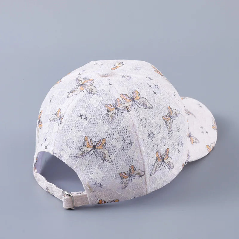 Lace Butterfly Print Decorative Baseball Cap