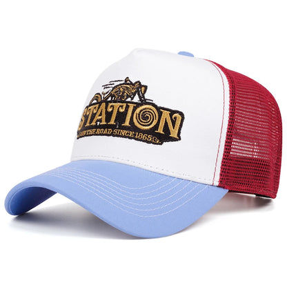 Station Retro Motorcycle Truck Hat Street Skateboarding HipHop Hat Men's and Women's
