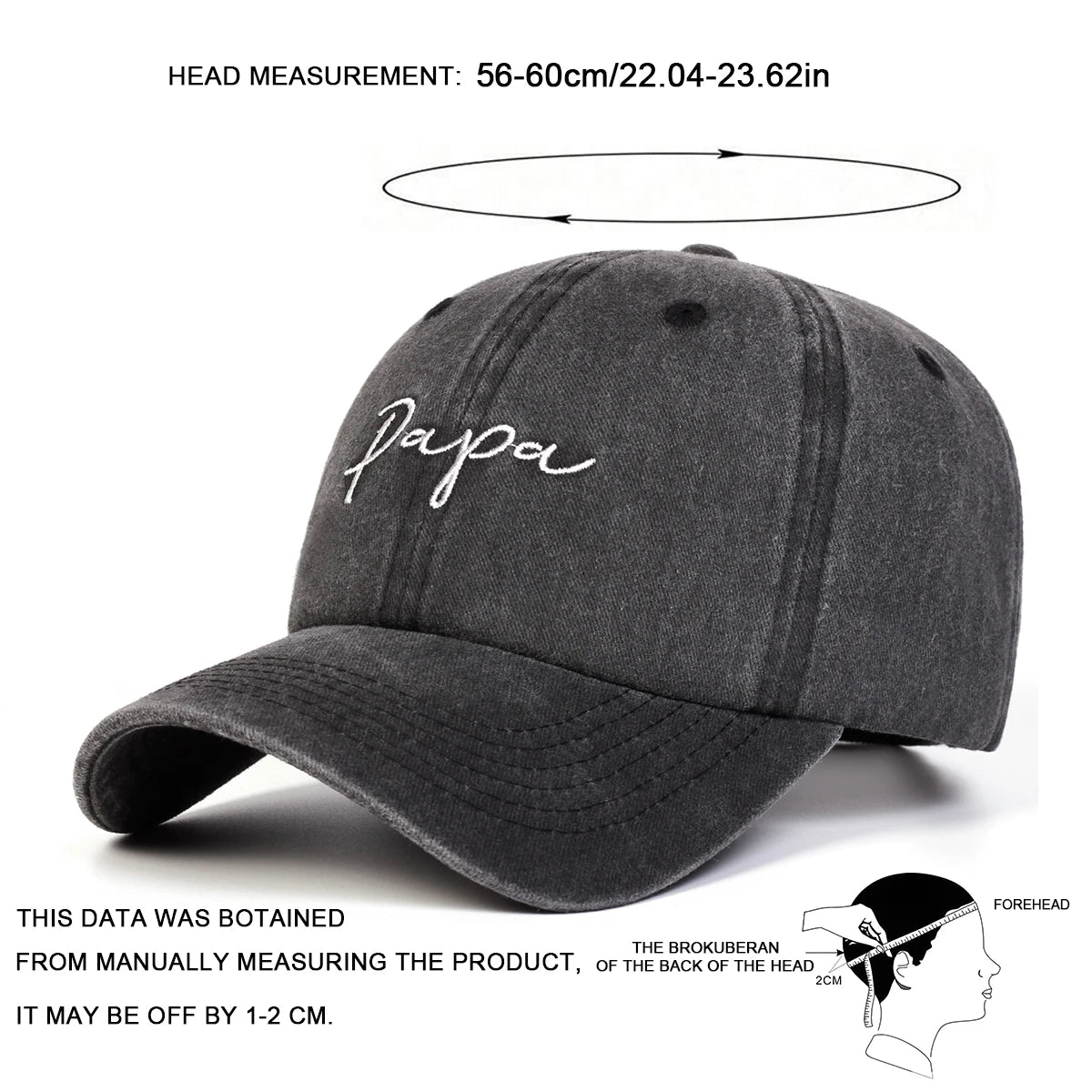 Unisex Mama Papa Letter Embroidery Washed Baseball Cap Spring Autumn