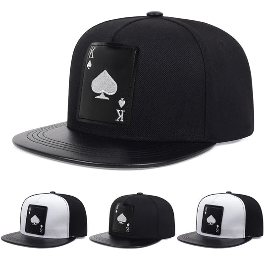 Tide Poker Spades K Embroidery Flat Edge Hat Street Hip Hop Hat