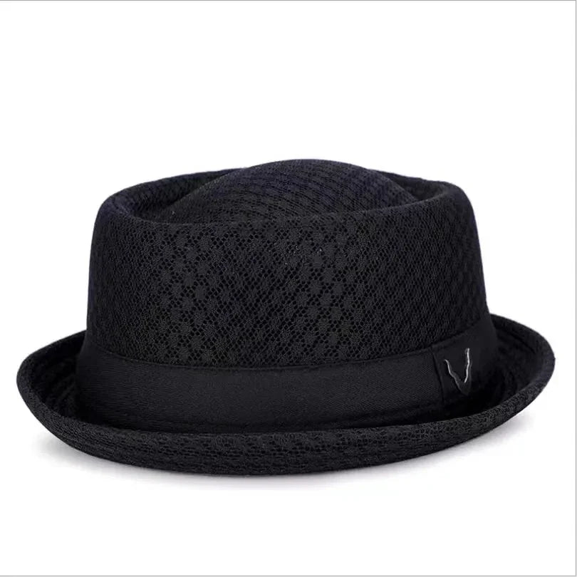 New Breathable Hat England Mesh Flat Straw Hat Retro England Jazz Foldable Sun Hats