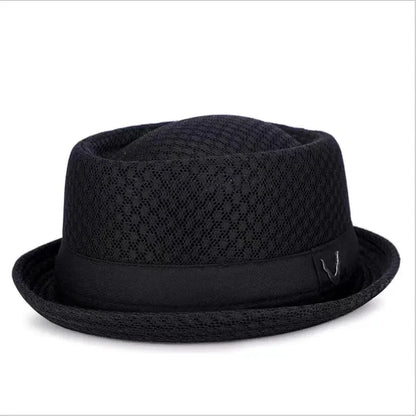 New Breathable Hat England Mesh Flat Straw Hat Retro England Jazz Foldable Sun Hats