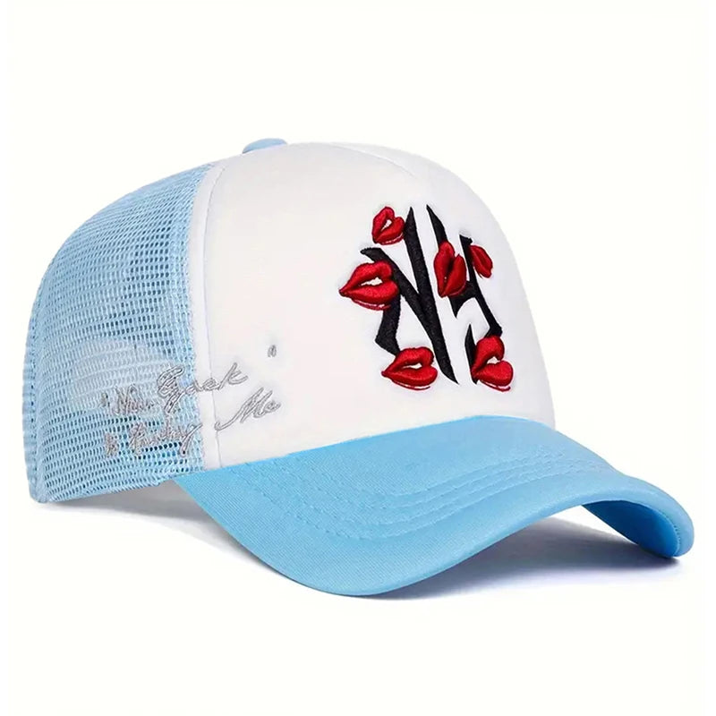Net Hat NY Lipprint Embroidery Street Hip Hop HatBaseball Hat Unisex