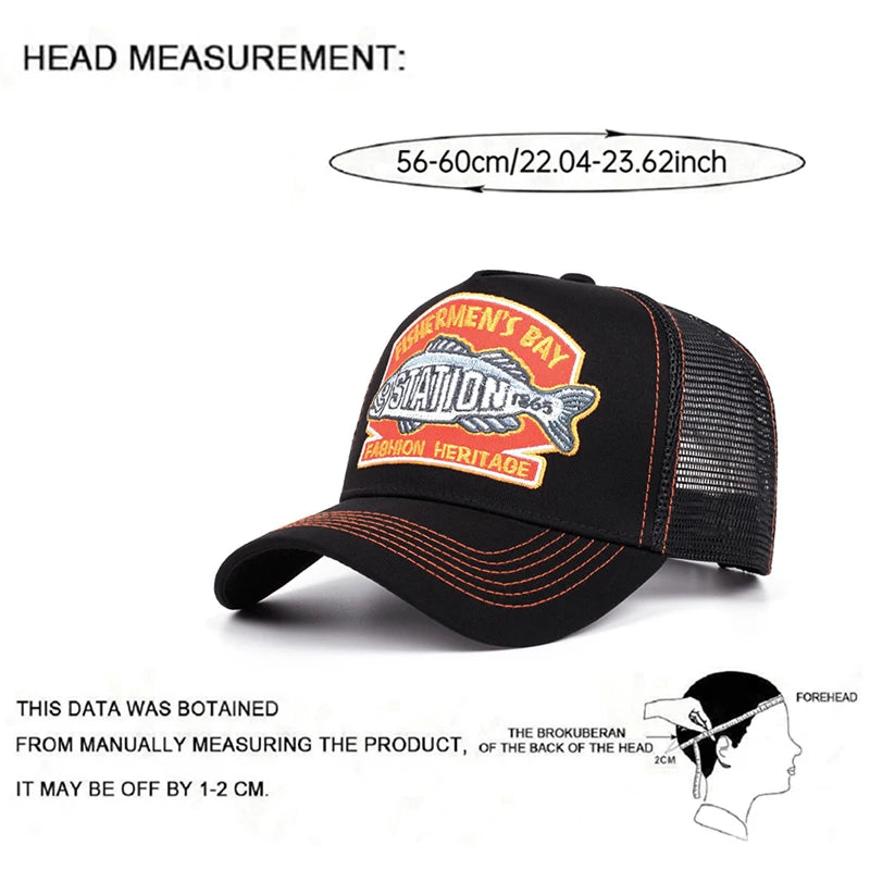 Personalized Fashion Hip Hop Hat Station Fishbone Embroidery Baseball Hat