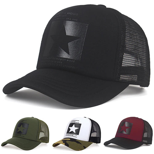 New Trendy Breathable Mesh Hat Pentagram Street Dance Skateboarding Outdoor Leisure Sunshade Baseball Hat Unisex