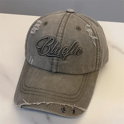 New Vintage Letter Washed Cotton Denim Baseball Cap