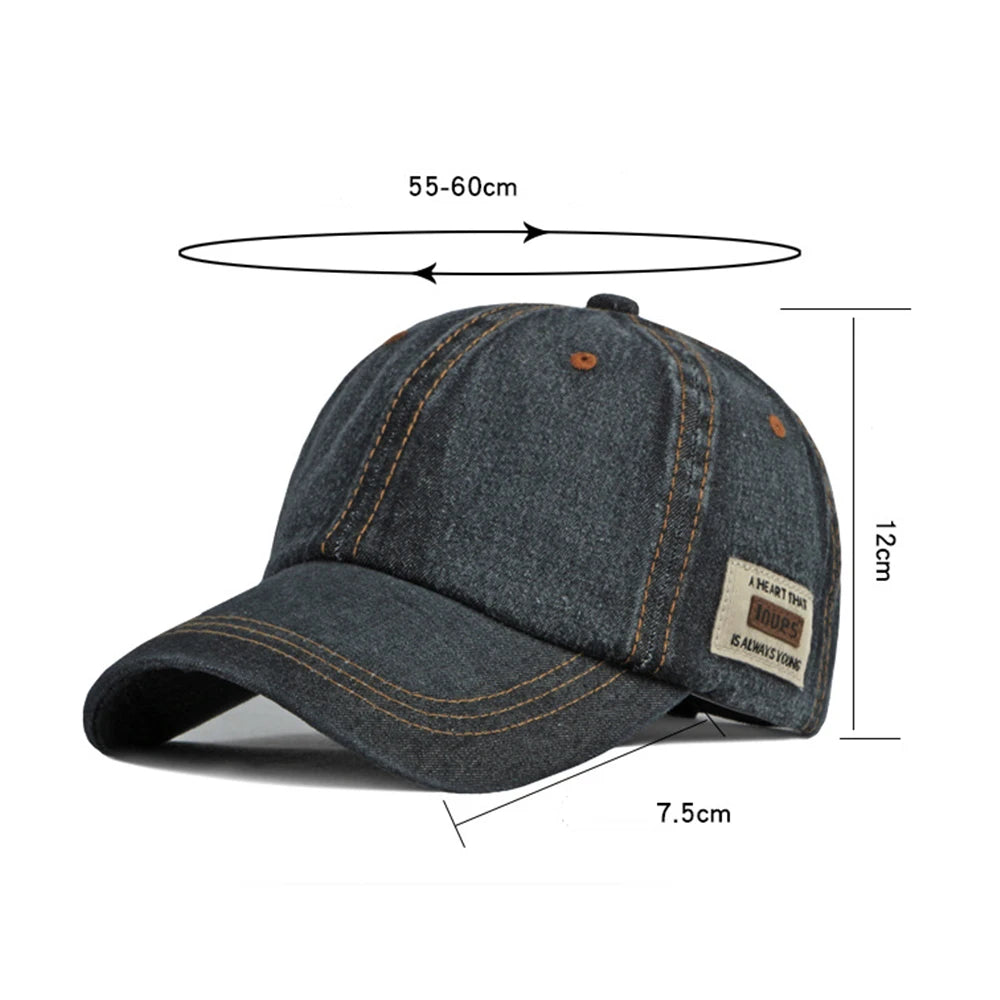 Blue Denim Hat For Men Summer Baseball Caps