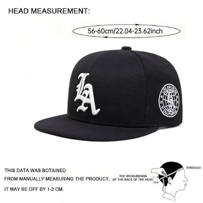 New Los Ange Earth Letter Embroidered Cotton Flat Edge Hat Baseball Hat Sunshade Hat Outdoor HipHop Hat