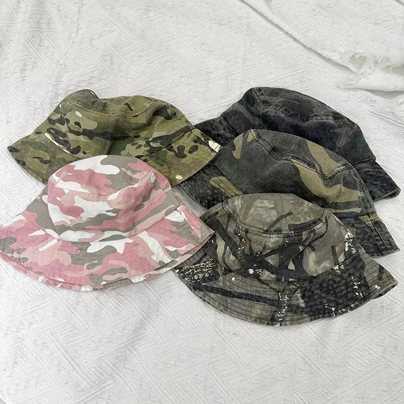Washed Cotton Camouflage Bucket Hat