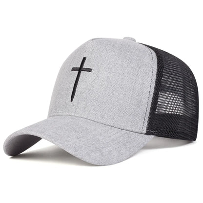 Unisex Cross Embroidery Baseball Net Caps Spring Summer