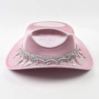 Women Sequin Fedora Hat With Rhinestone Ribbons