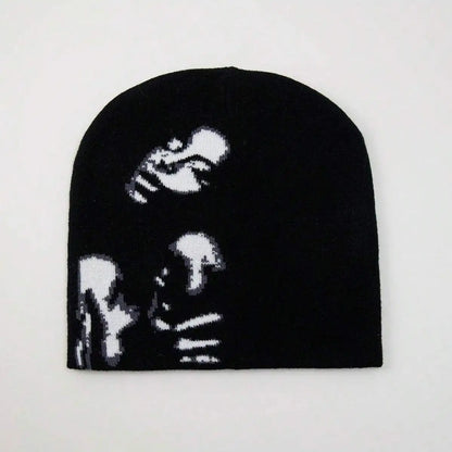 Fashion Printed Knitted Hat Women Men Couple