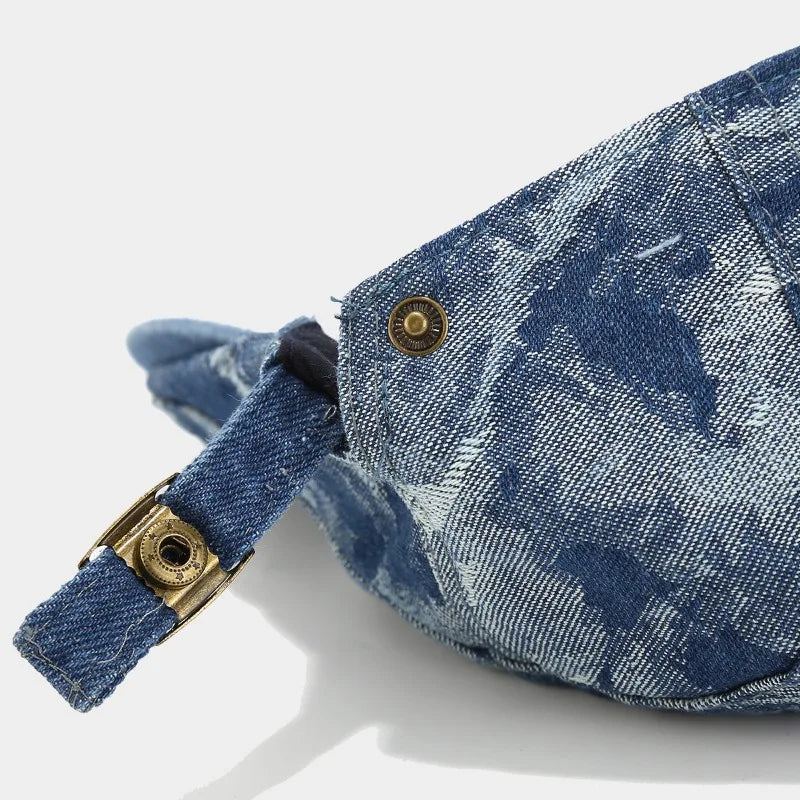 Vintage Tie Dye Washed Denim Flat Cap