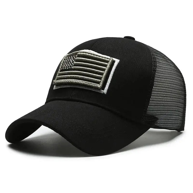 American Flag Camouflage Sticker Embroidered Baseball Cap Net Hat Men