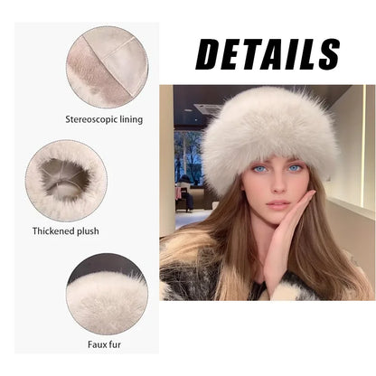 Solid Color Bucket Hat Thick Coldproof Faux Fur Basin Hats Soft Plush Fisherman Cap