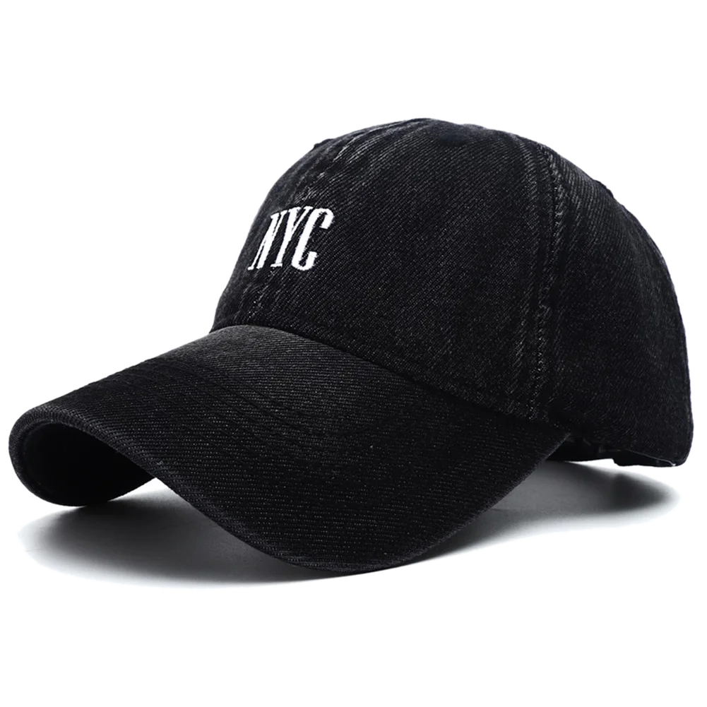 Unisex Vintage Embroidery Washed Denim Baseball Cap Adjustable Snapback Hat