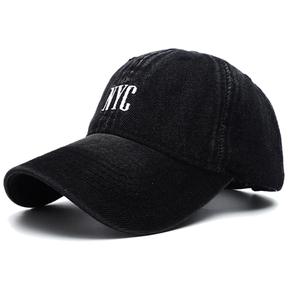 Unisex Vintage Embroidery Washed Denim Baseball Cap Adjustable Snapback Hat