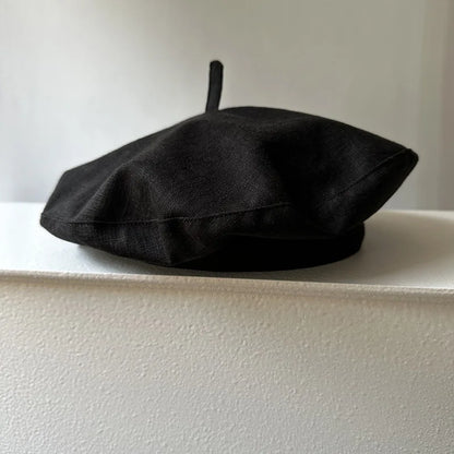 Spring Summer Yellow Linen Beret Korean Style Literary Painter Cap
