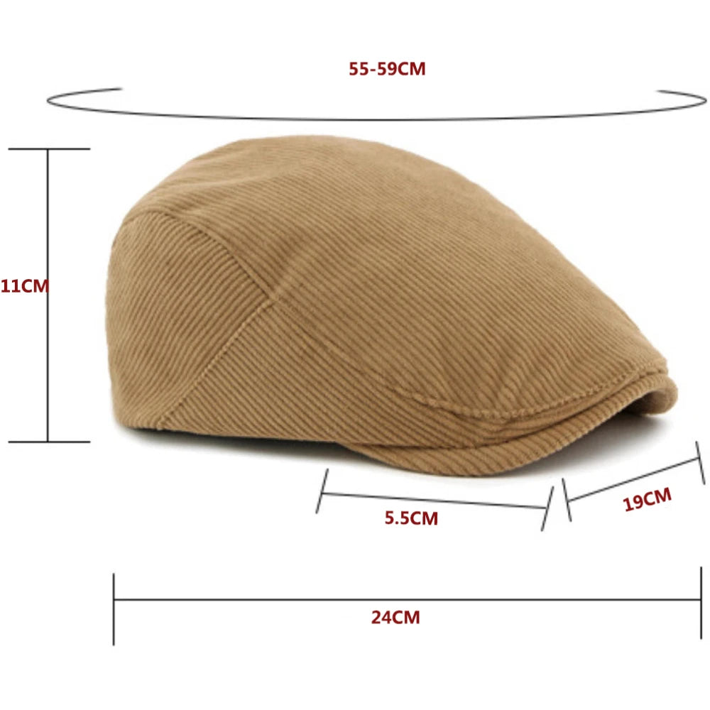 Artist Painter Beret Hats Male Female Flat Cap Adjustable Corduroy Beret Caps
