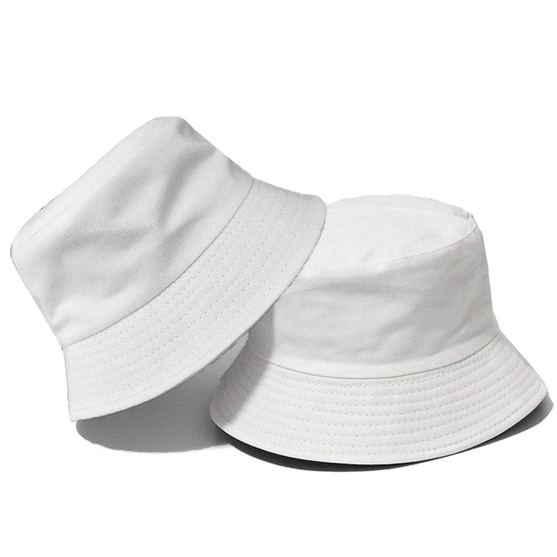 Black Solid Dots Bucket Hat Two Side Wear Unisex Simple Bob Caps