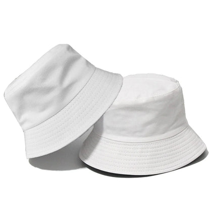 Black Solid Dots Bucket Hat Two Side Wear Unisex Simple Bob Caps