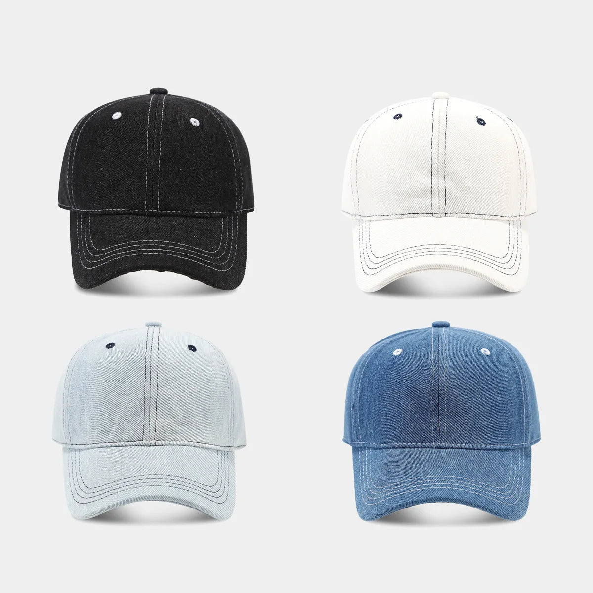 Solid Color Denim Baseball Cap For Women Korean Casual Duckbill Cap
