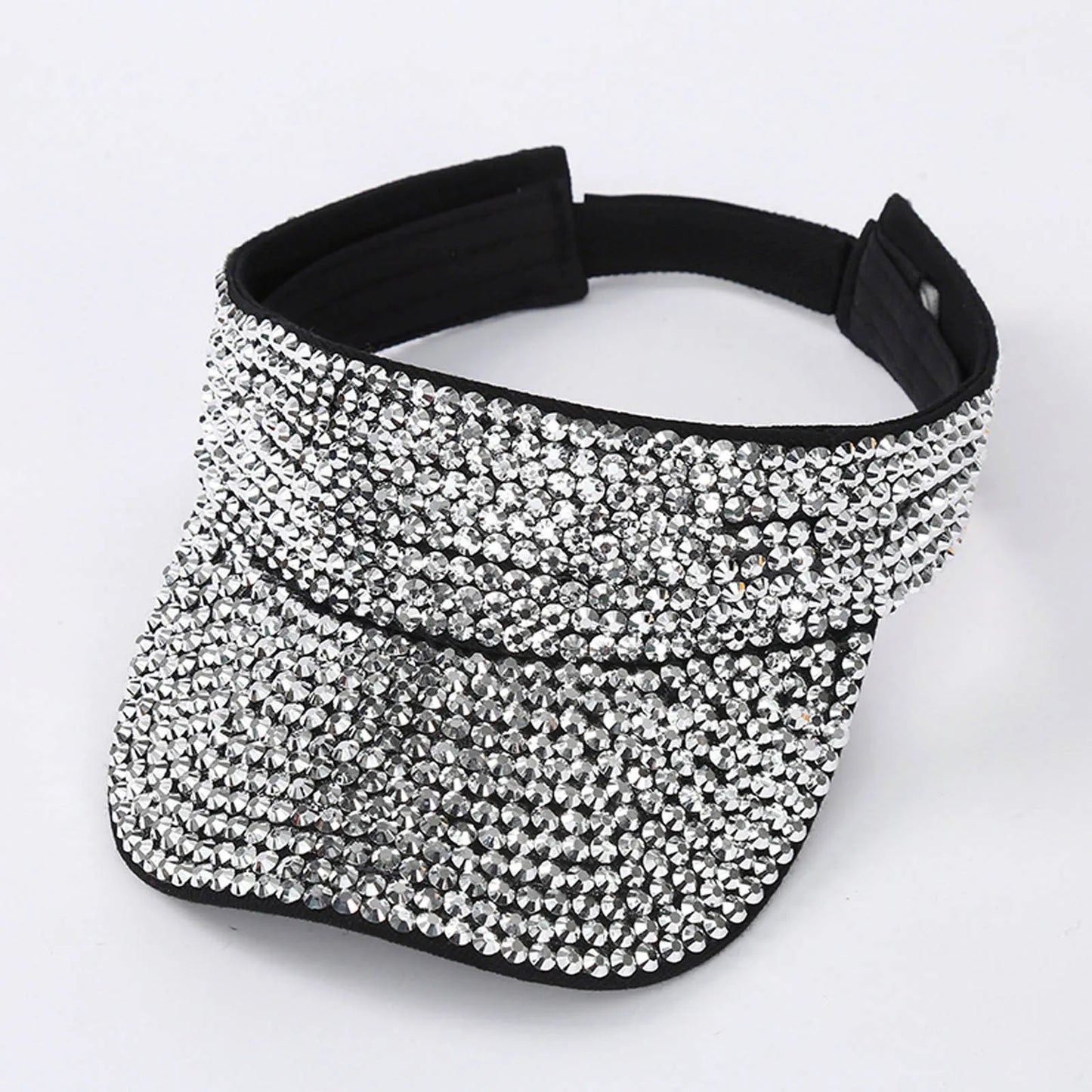 Glitter Visor Shiny Rhinestones Sport Cap Solid Empty Top Hats