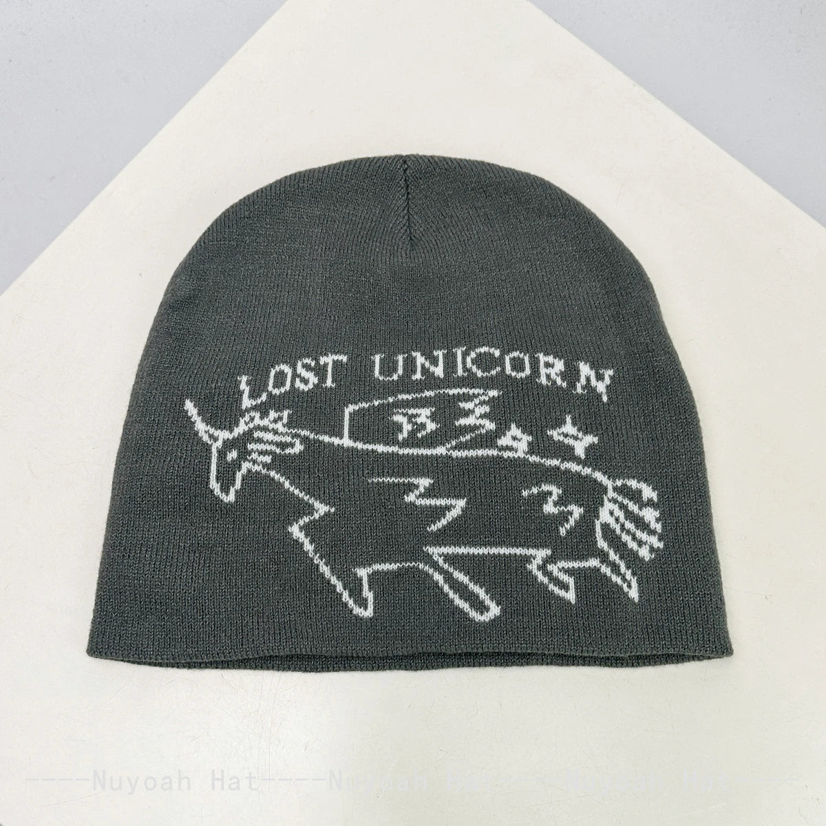 New Men Women Korean Jacquard Unicorn Letters Knitted Hats