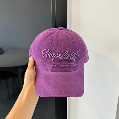 Fashion Solid Color Baseball Hat for Women Cotton Letter Embroidery