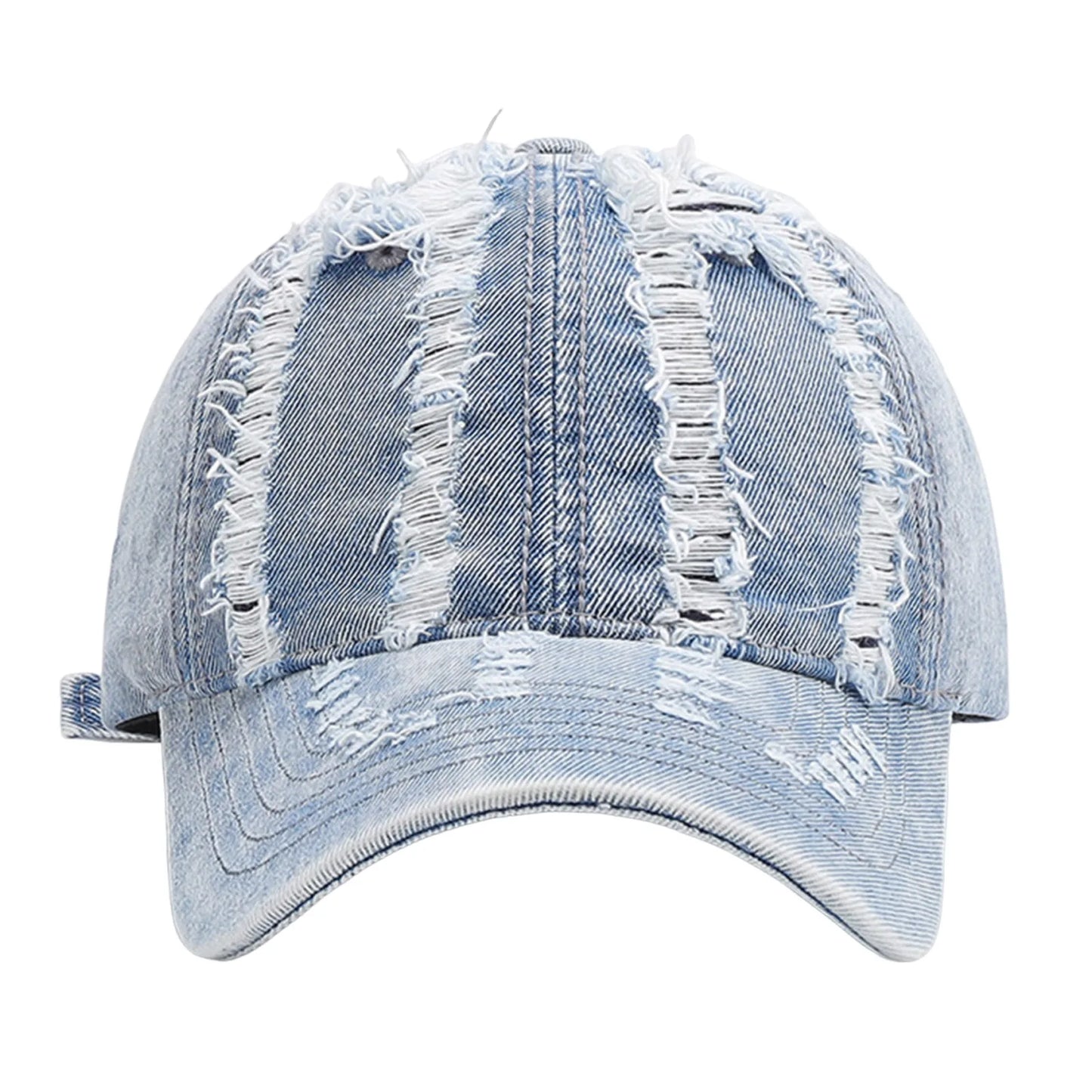 Stylish Distressed Washed Denim Baseball Cap Women Men
